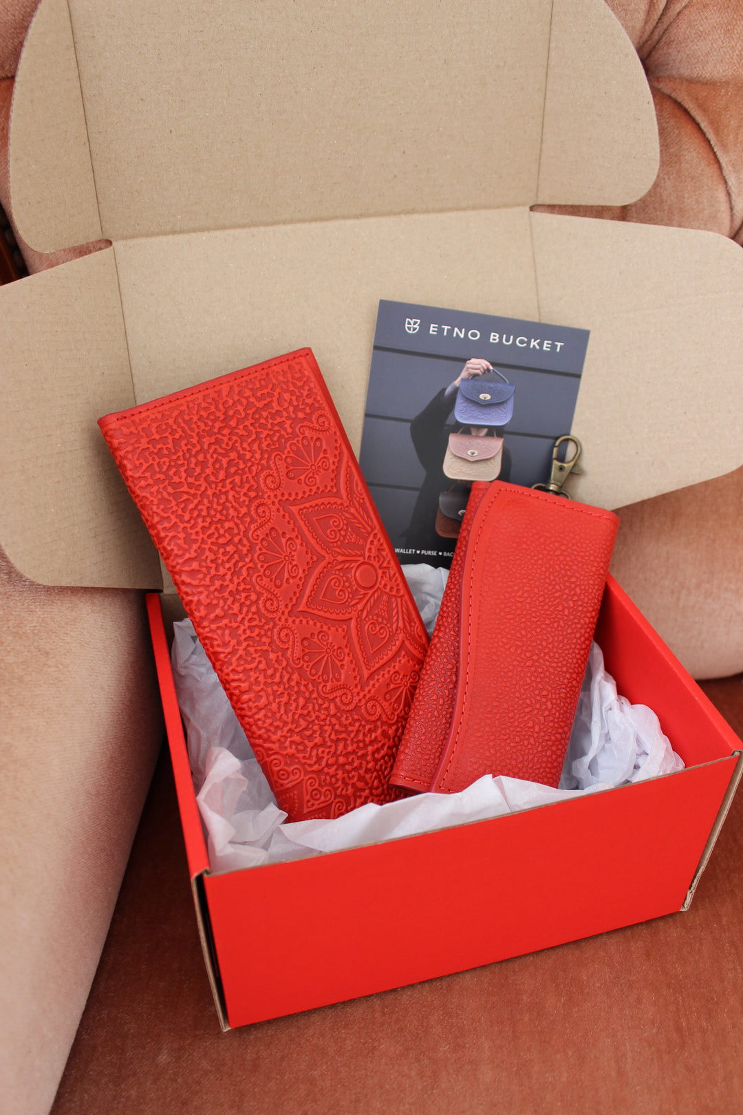 GIFT SET Leather Big Wallet and Key Holder