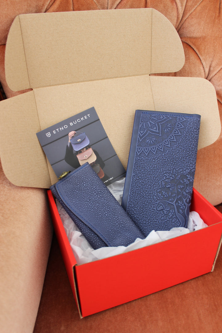 GIFT SET Leather Big Wallet and Key Holder